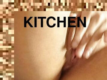 Naughty Latina masturbates in the kitchen ready to give you all her juices
