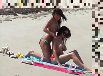 Horny Babes Chanel White and Missy Martinez on the Beach