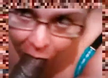 Married bbw sucking bbc at party