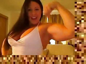 Hot brunette bodybuilder GF showing off her big tits