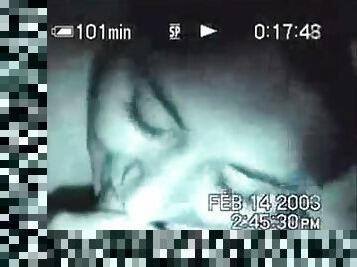 Night-vision video of a GF giving a blowjob to her BF