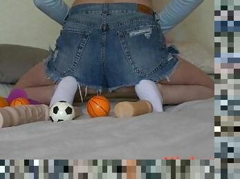 Stretched big ass enjoys the balls))