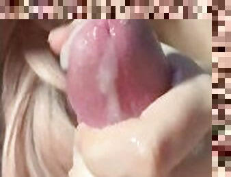 kæmpestor, amatør, pikslikkeri, udløsning, kæmpestor-pik, teenager, synsvinkel, sperm, blond, oral