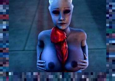 Blue Mass Effect babe fucked by alien dick
