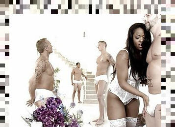 wild ebony Amber Star adores gangbang more than anything else