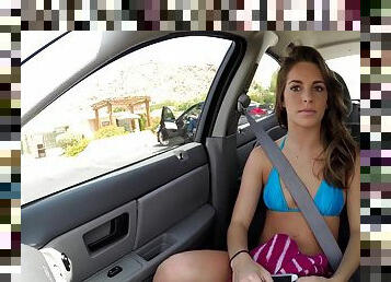 Spicy teen taped doing porn on the back seat