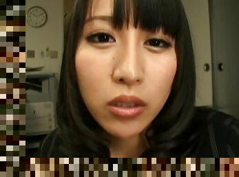 POV video of pretty coworker Yuuna Hoshisaki giving a sloppy BJ