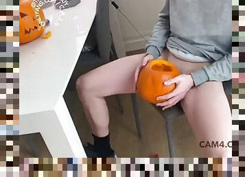 Young man fucks a pumpkin  CAM4 Man