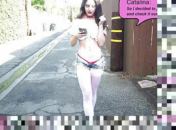 Petite slut Catalina Ossa spreads her legs to get fucked balls deep