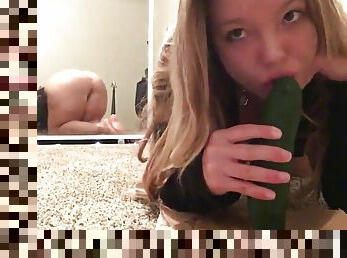 Lovely girlfriend with big butt sucking dildos on webcam