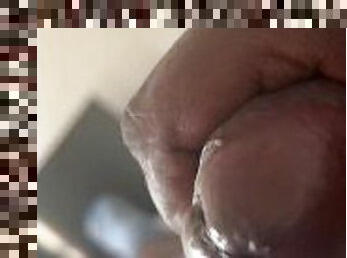 Jerking big black dick (cumshot)