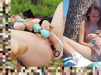 Sexy Side By Side Masturbation Collection - Dildos/toys outdoor compilation