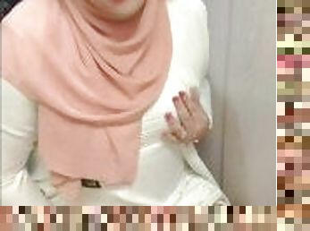 Hijab Crossdressing in White Dress