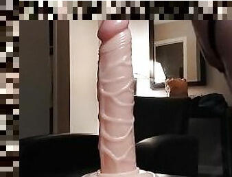 First time with a dildo in my ass. Fucking it good