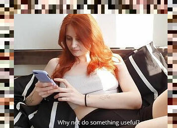 Fucked a red-haired beauty with the help of an IQ test