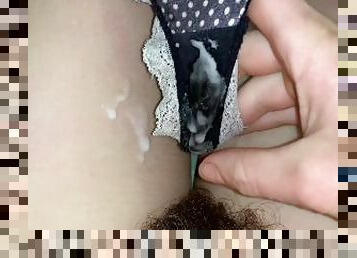 Playing with Husbands Warm Cum- Maid Panties