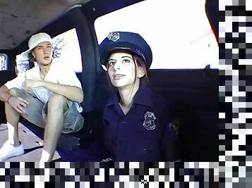 Gorgeous cop girl gets banged in the bandbus