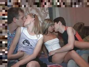 Teens in short skirts eagerly blow their boyfriends