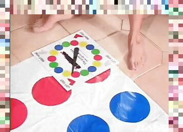 Playing twister and with blonde and double teaming her