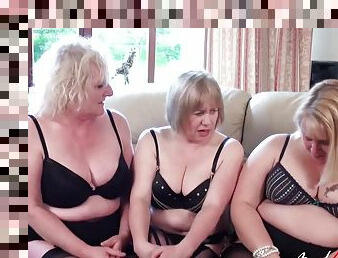 Three mature ladies are playing with one big dick and fucking hard