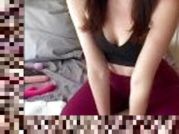 Playful teen reacts to a porn video 'Teacher fucking student'