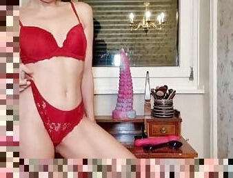 Italian Milf JOI in Red Bra & Panties