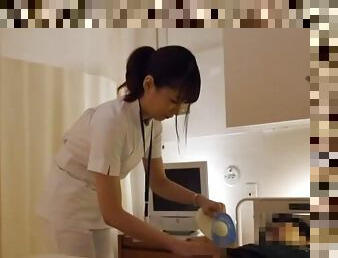 Japanese patient gets his dick pleasured by a kinky nurse. HD