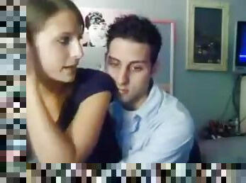 Horny teen couple fucking in their room