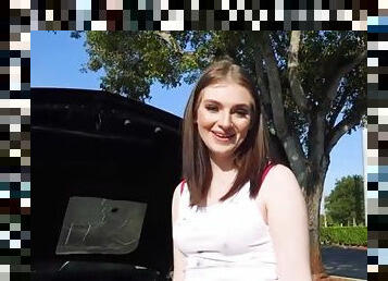 Hot ass brunette maya kendrick hitchhikes and fucks dude in his car