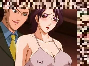 Business men fuck a busty anime prostitute