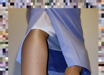 Long office skirt with slip