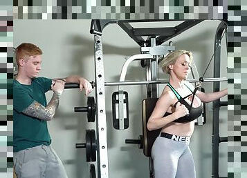 Rough sex at the gym is all about horny blonde Dee Williams talking