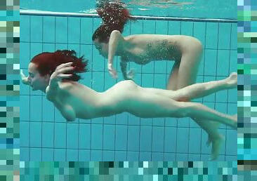 Hot ass lesbian swimming lovely with her babe in pool