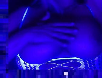 Big boobs in black light