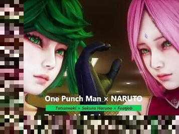 One Punch Man  NARUTO - Tatsumaki  Sakura Haruno  Footjob - Lite Version