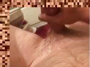 Draining my cum filled balls before I shower