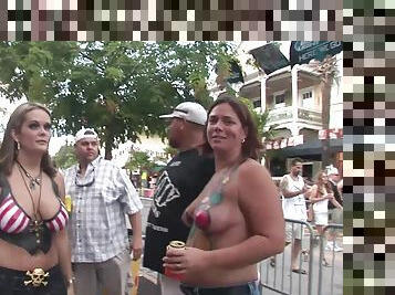 Curvy Fetish Sluts Get Messy Showcasing Their Tits In Public