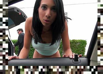 Hot sex outdoors with the naughty teen Latina Mia Hurley