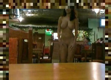 Walking around a restaurant totally naked