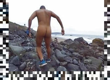 nudist, utendørs, offentlig, amatør, homofil, strand, pov, alene, ekshibisjonist, twink