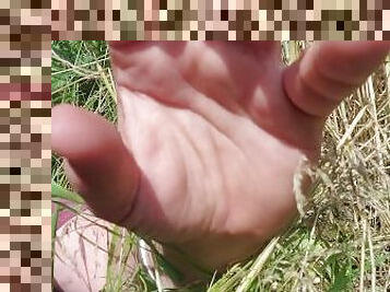 Mini video masturbating in the field.