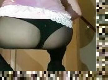 Pantyhose crossdresser teasing