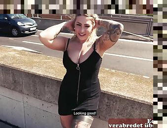 Public Sex Date at berlin freeway with german tattoo slut