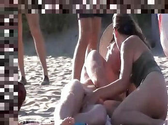 Amateur handjob and blowjob compilation on the beach