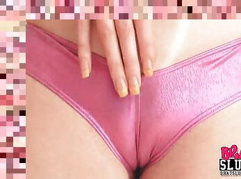 Stunning ass in shiny pink panties bounces