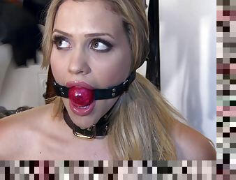 Dirty blonde slave girl Mia Malkova loves getting her ass penetrated