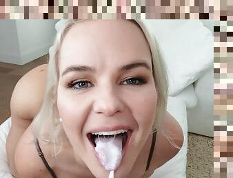 Slimthick Vic getting cum in mouth and swallowing it after sex