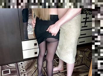 I tore my wifes pantyhose and inserted my cock in her pussy