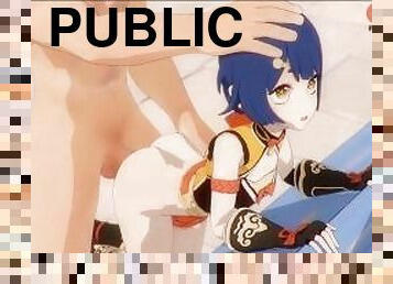 público, anal, fudendo, anime, hentai