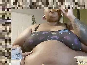 SSBBW Stuffs Her Huge Belly